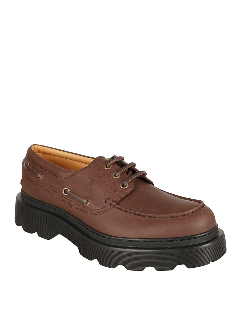 Tod's Brown Calfskin Flat Shoes