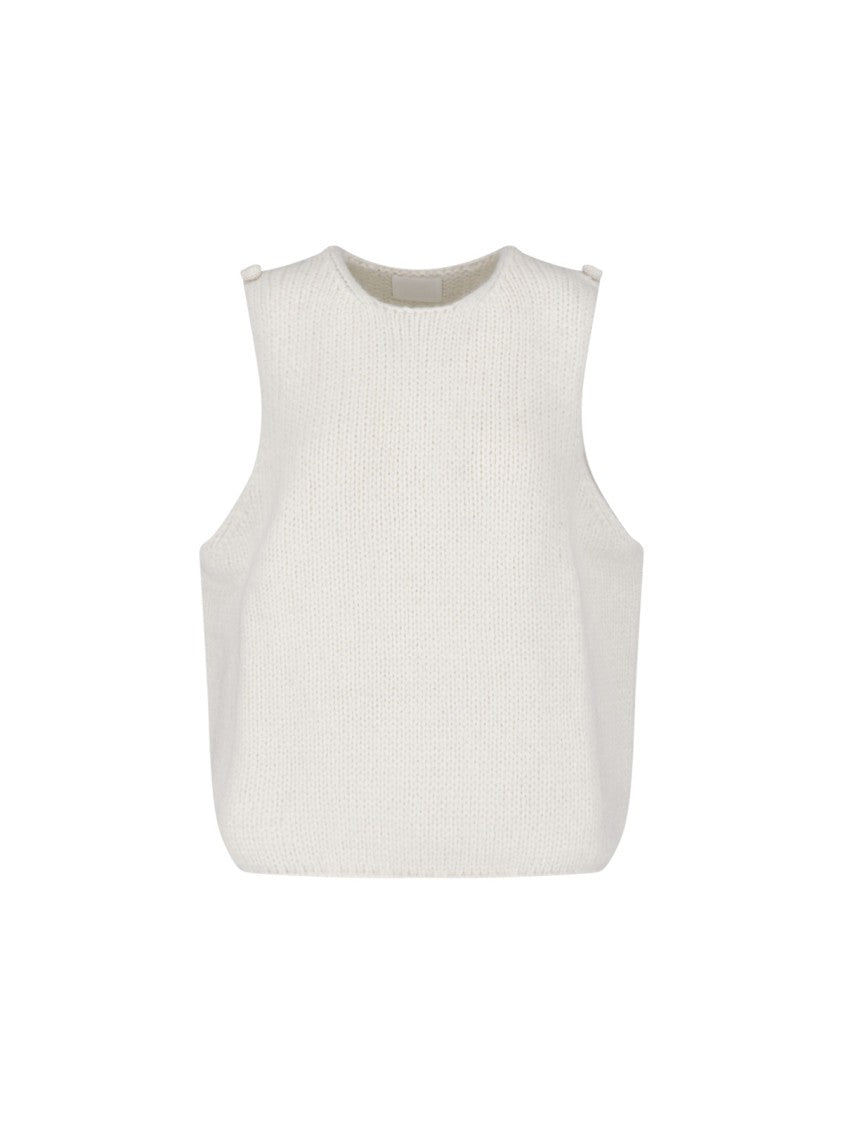 Pampa The Brand White Crew Neck Sleeveless Alpaca Tank Top