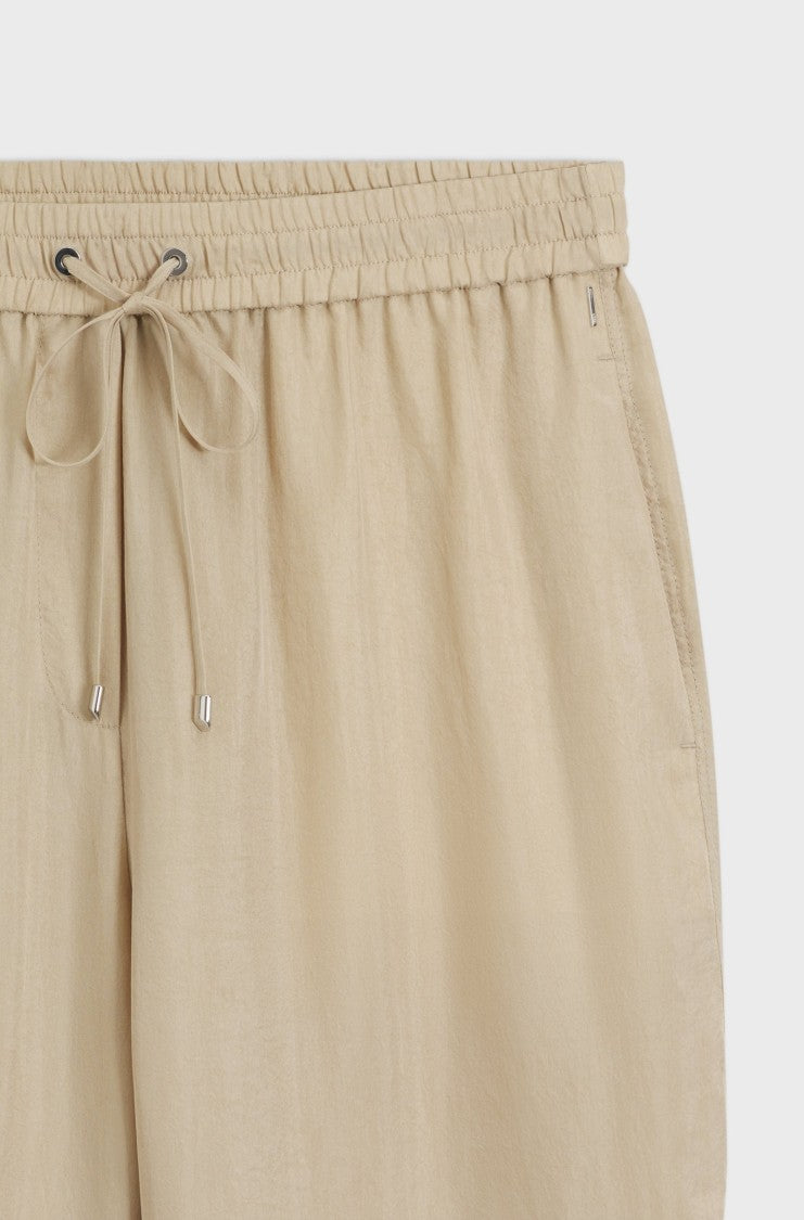 Boss Beige Trousers With Drawstring Waist And Polished Metal Details