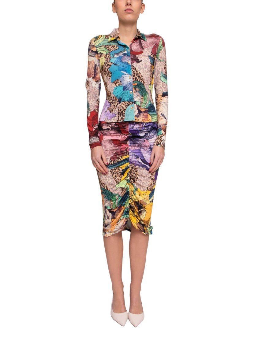 Just Cavalli Slim-Fit Floral Leopard Print Shirt