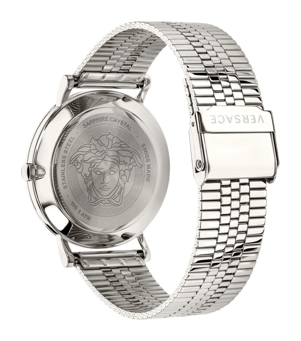 Versace Elongated Oval Stainless Steel Versace Watch With Medusa Emblem