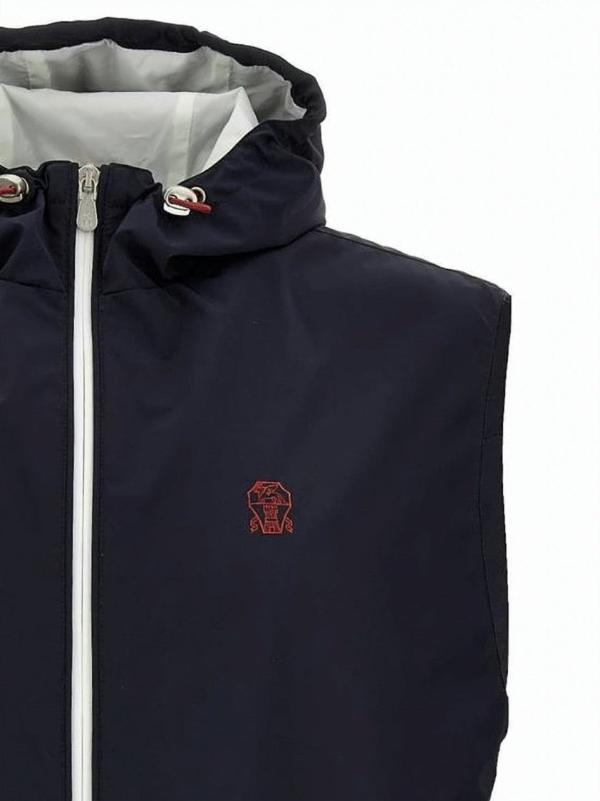 Brunello Cucinelli Membrane Nylon Waistcoat With Adjustable Hood