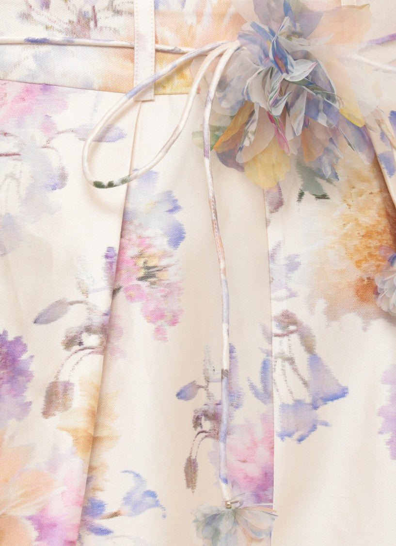Zimmermann Ivory Luna Tuck Floral Shorts