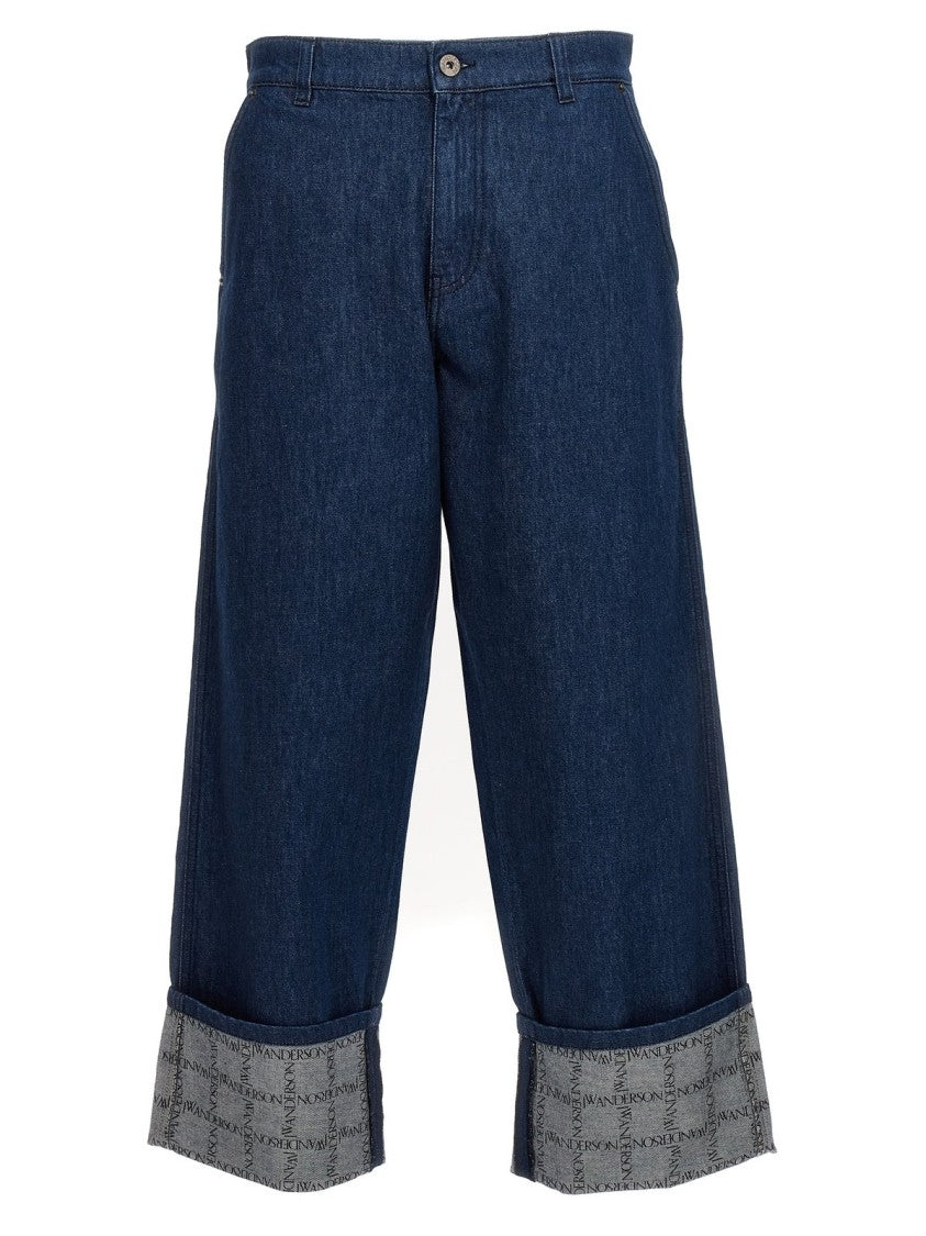 J. W. Anderson Relaxed-Fit Wide-Leg Denim Pants With Cuffed Hem And Patterned Interior