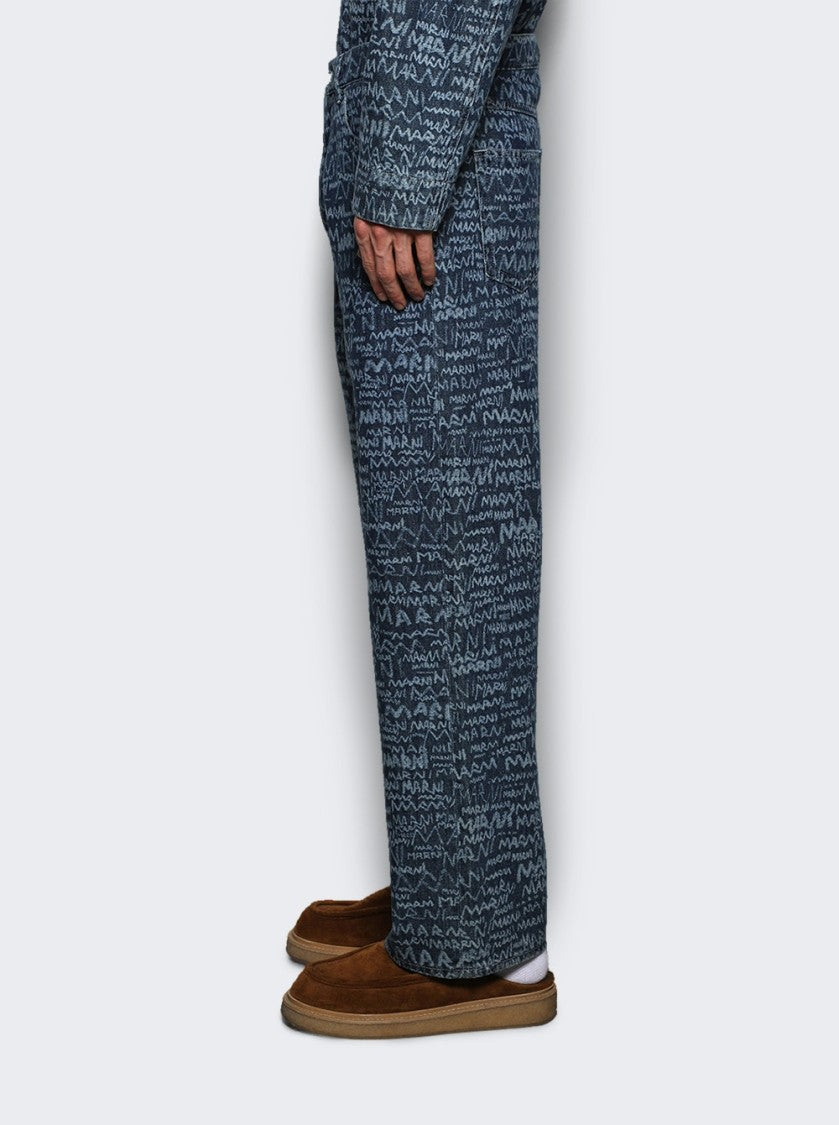 Marni Relaxed Fit Jeans With Unique All-Over Print