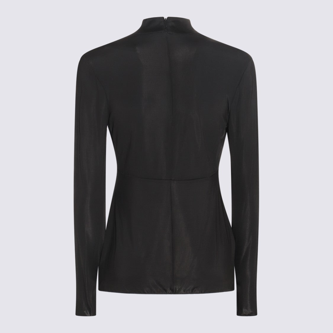 Jil Sander Fitted Long-Sleeved Black Top With High Neckline And Seam Detail