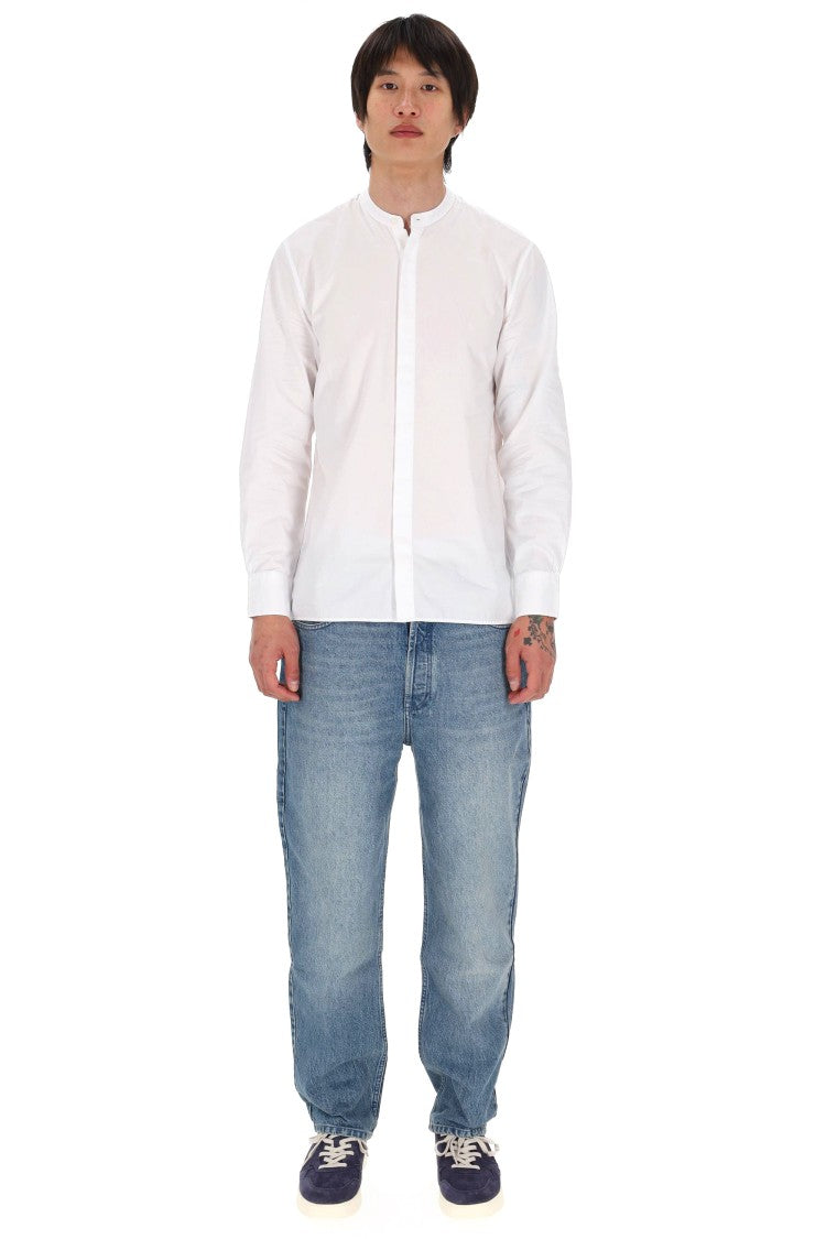 Officine Generale Gaston Light Poplin Band Collar Shirt