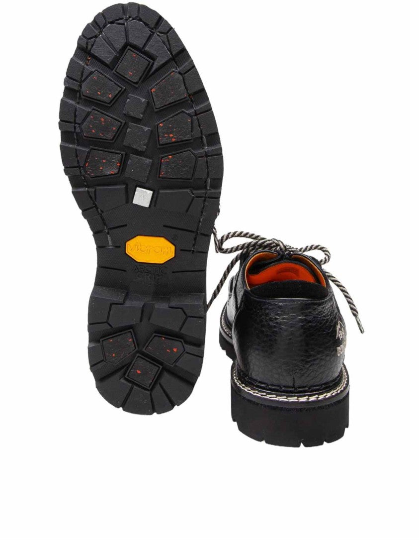 Doucal's Black Textured Leather Lace-Up Shoes
