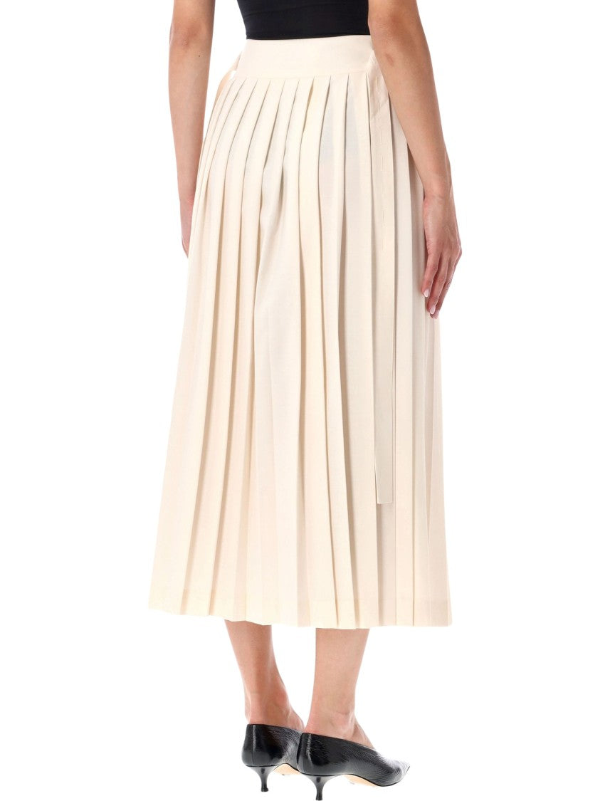 Róhe Plisse Wrap Wool-Blend Midi Skirt