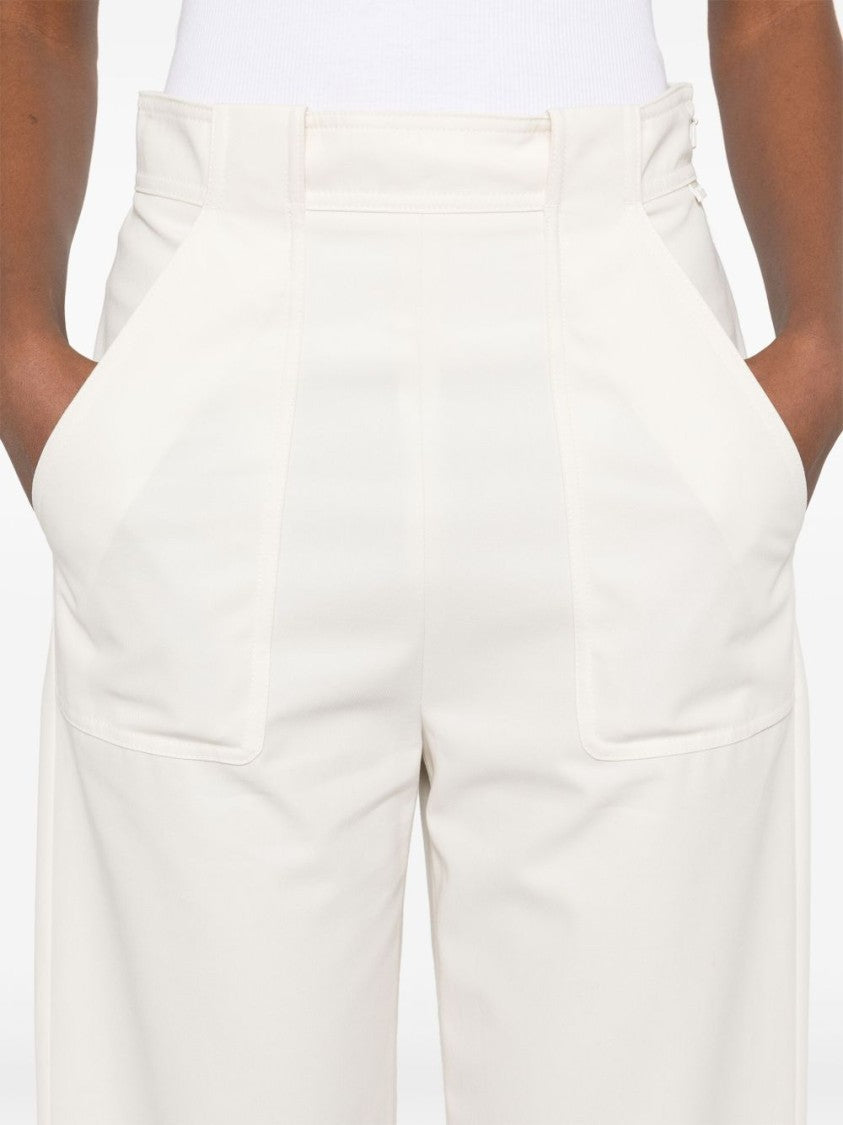 Max Mara Relaxed Fit White Trousers With Rolled Cuffs And Aesthetic