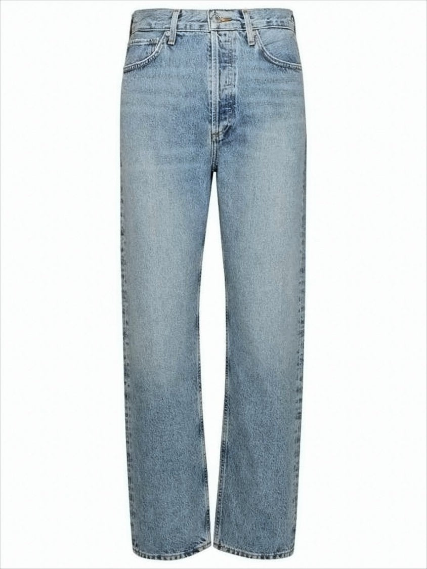 Agolde Light Blue Straight-Leg Denim Pants
