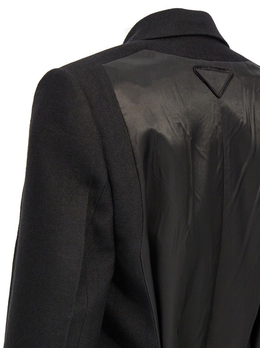 Prada Satin Insert Double-Breasted Coat