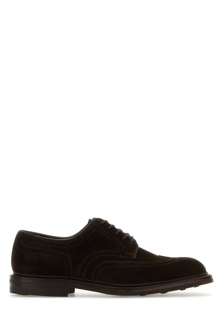 Crockett & Jones Brown Suede Pembroke Lace-Up Shoes