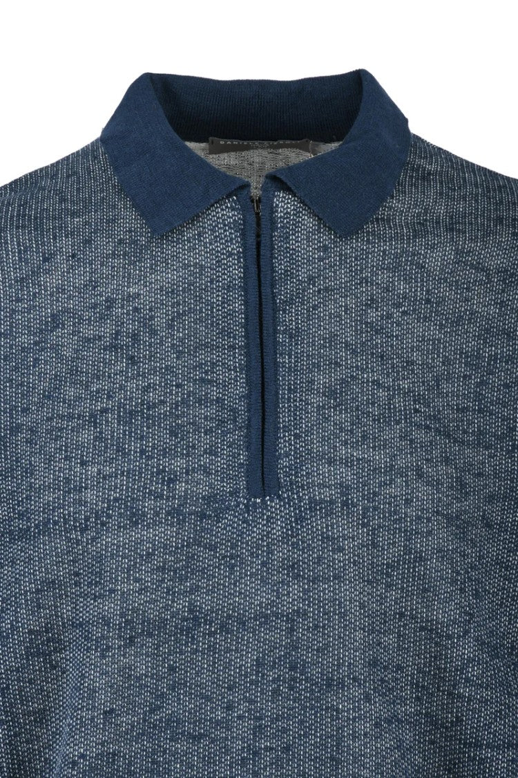 Daniele Fiesoli Blue Linen Cotton Knit Polo