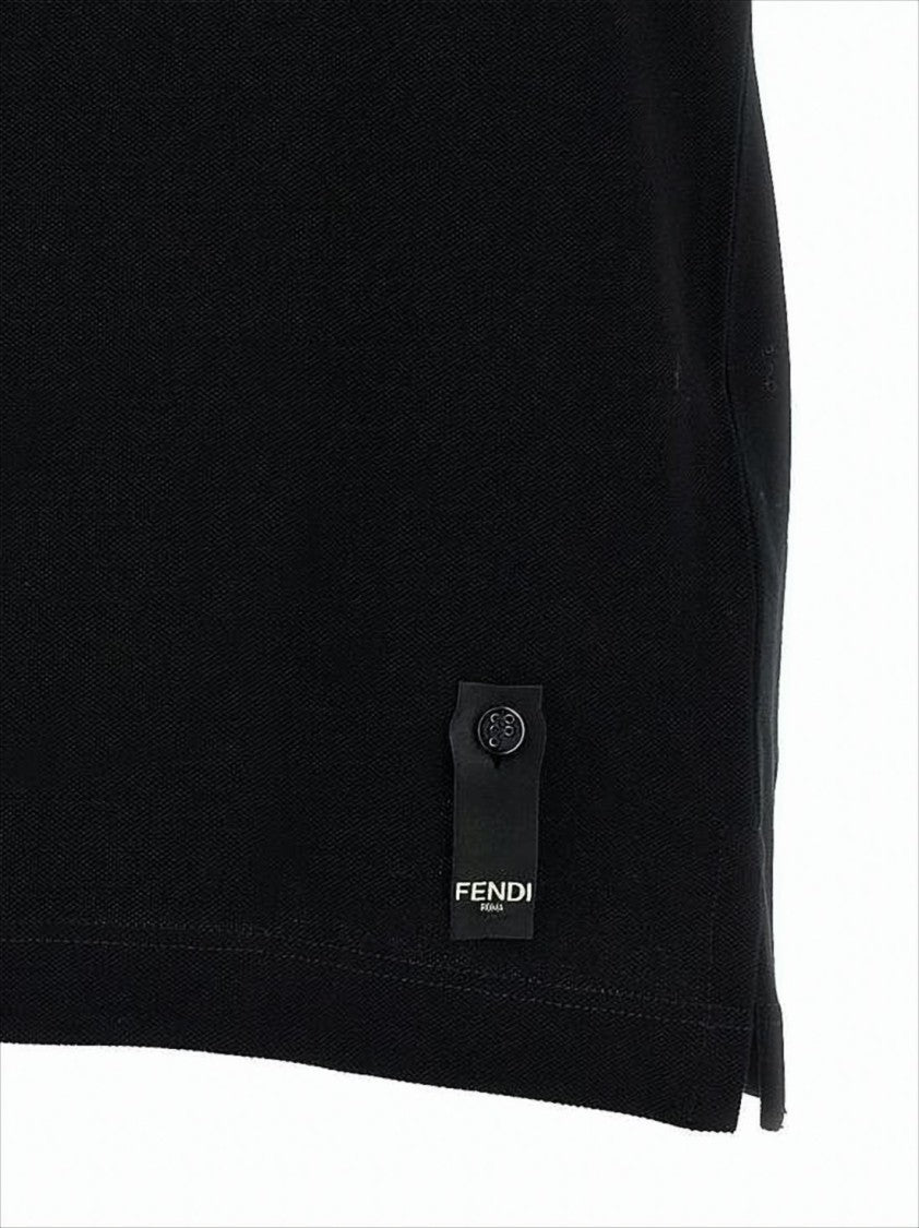 Fendi Short-Sleeve Black Polo Shirt With Subtle Logo Detail