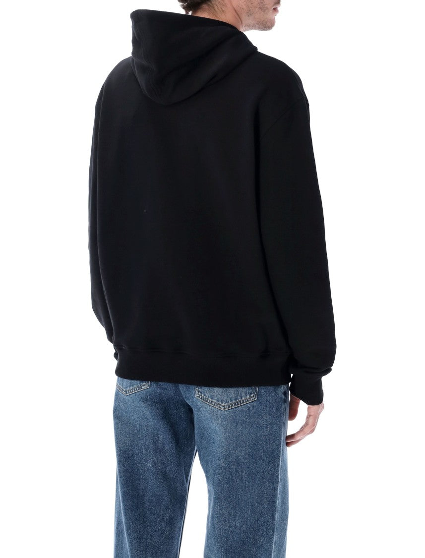 Ami Relaxed Fit Cotton Hoodie With Drawstring And Heart Emblem