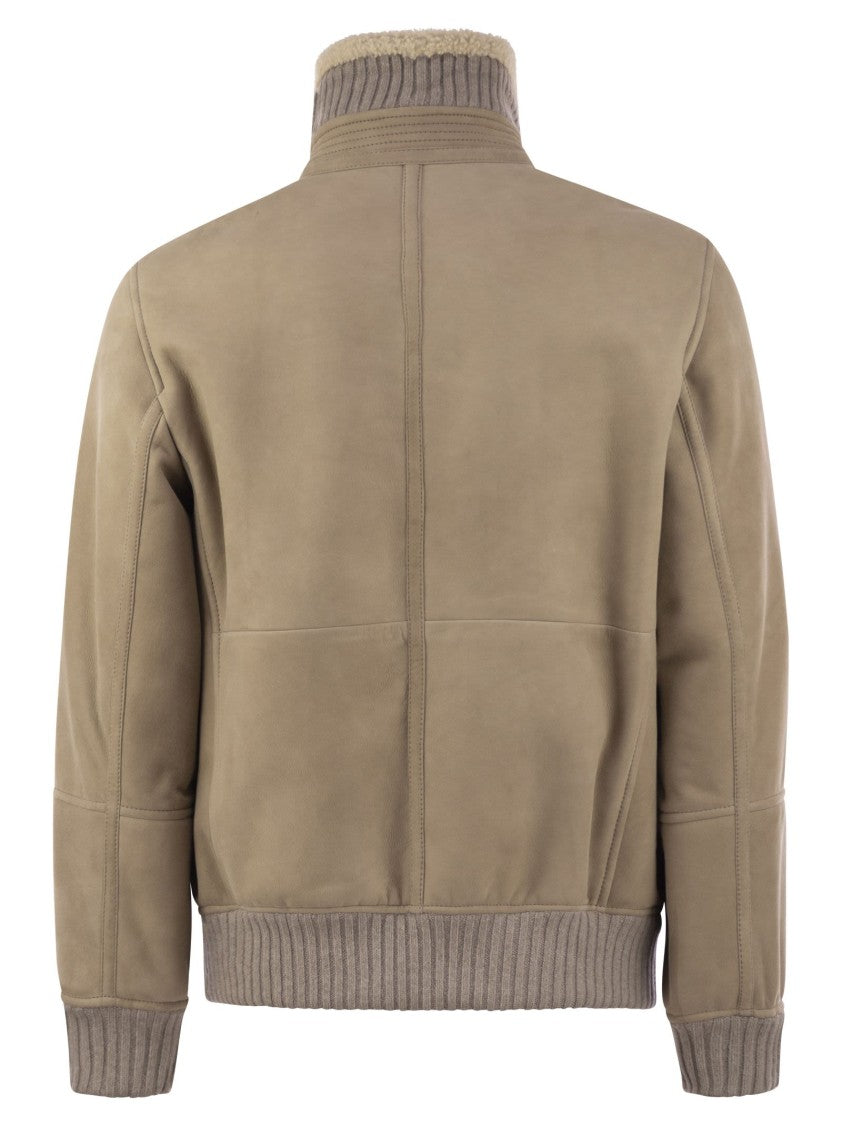 Brunello Cucinelli Bomber In Curly Suede Shearling