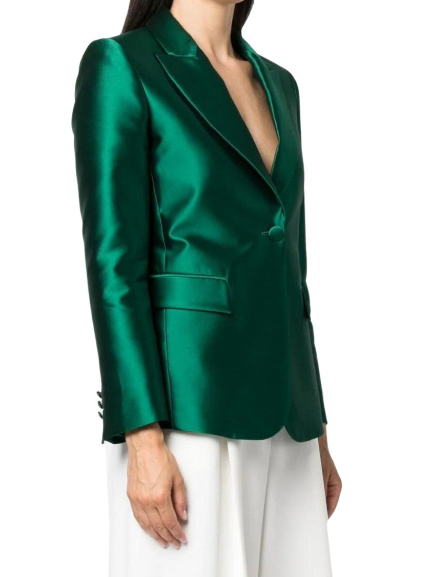Alberta Ferretti Green Satin Shirt