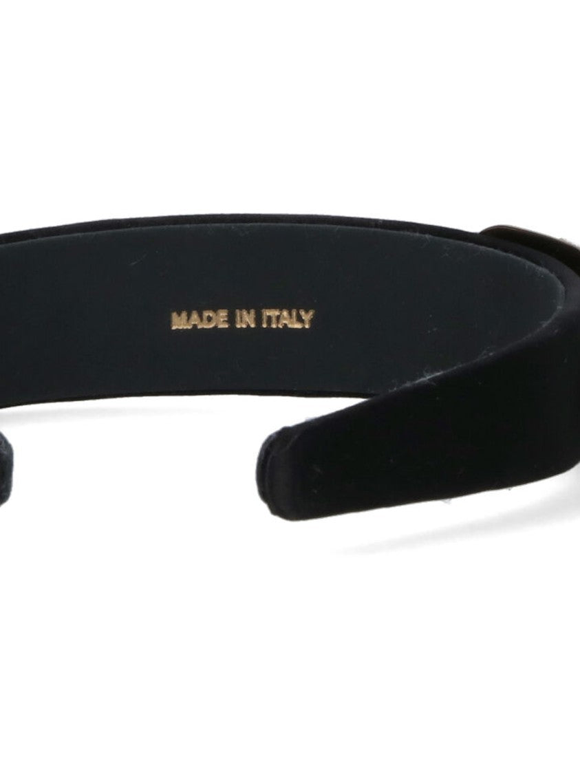 Ferragamo Black Viscose Crystal Headband