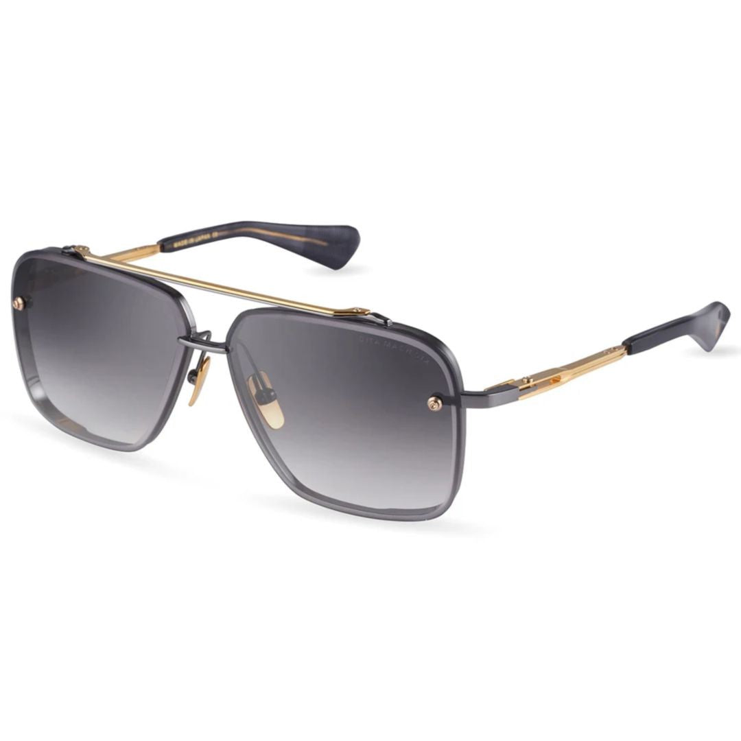 Dita Mach-Six Geometric Square Frame Sunglasses With Gold-Tone Accents