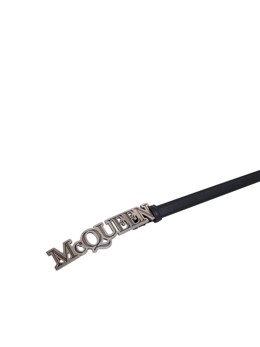 Alexander Mcqueen Black Leather Belt
