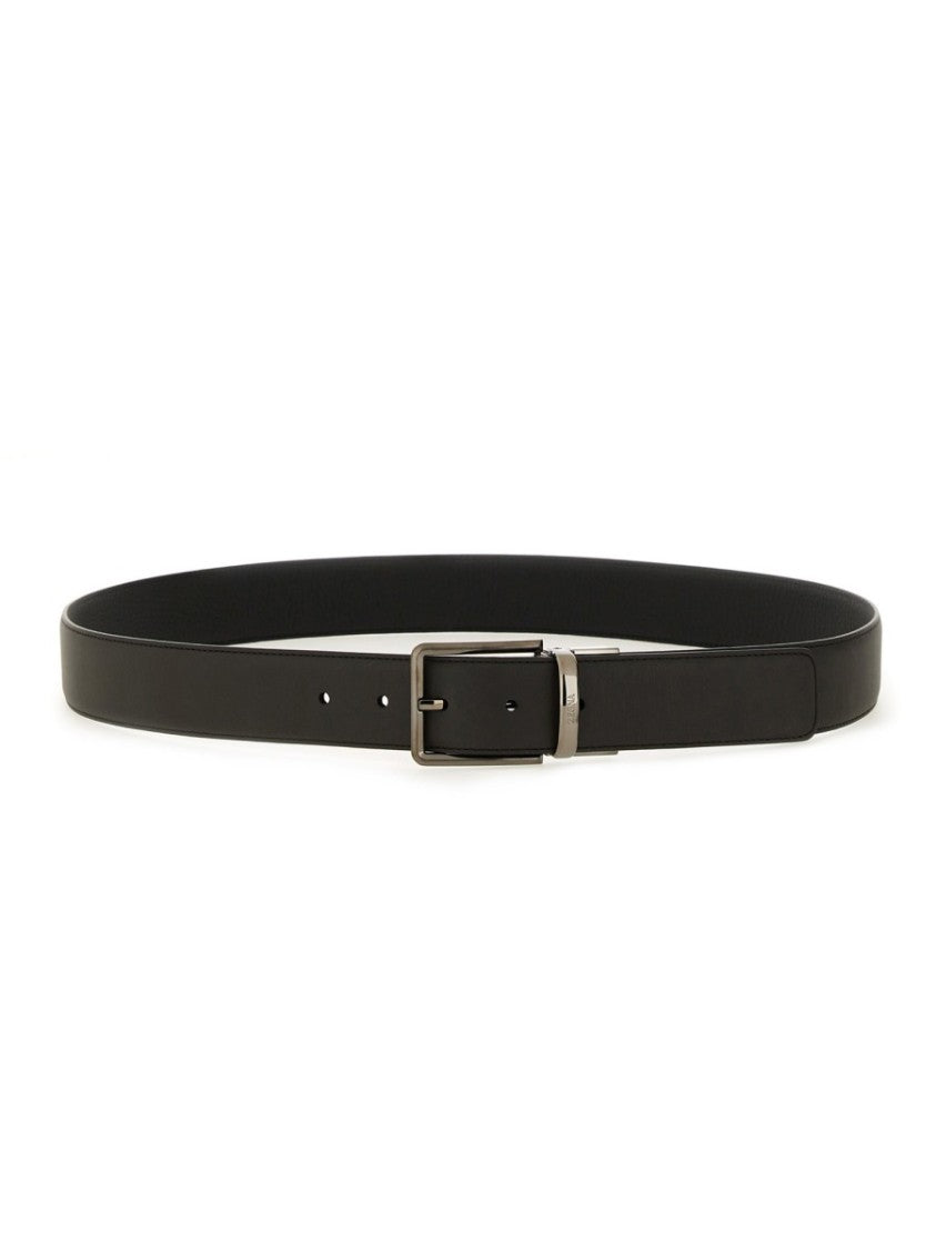 Zegna Polished Buckle Leather Belt