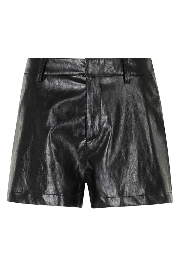 Federica Tosi Black Leather Metal Trim Polyurethane Shorts