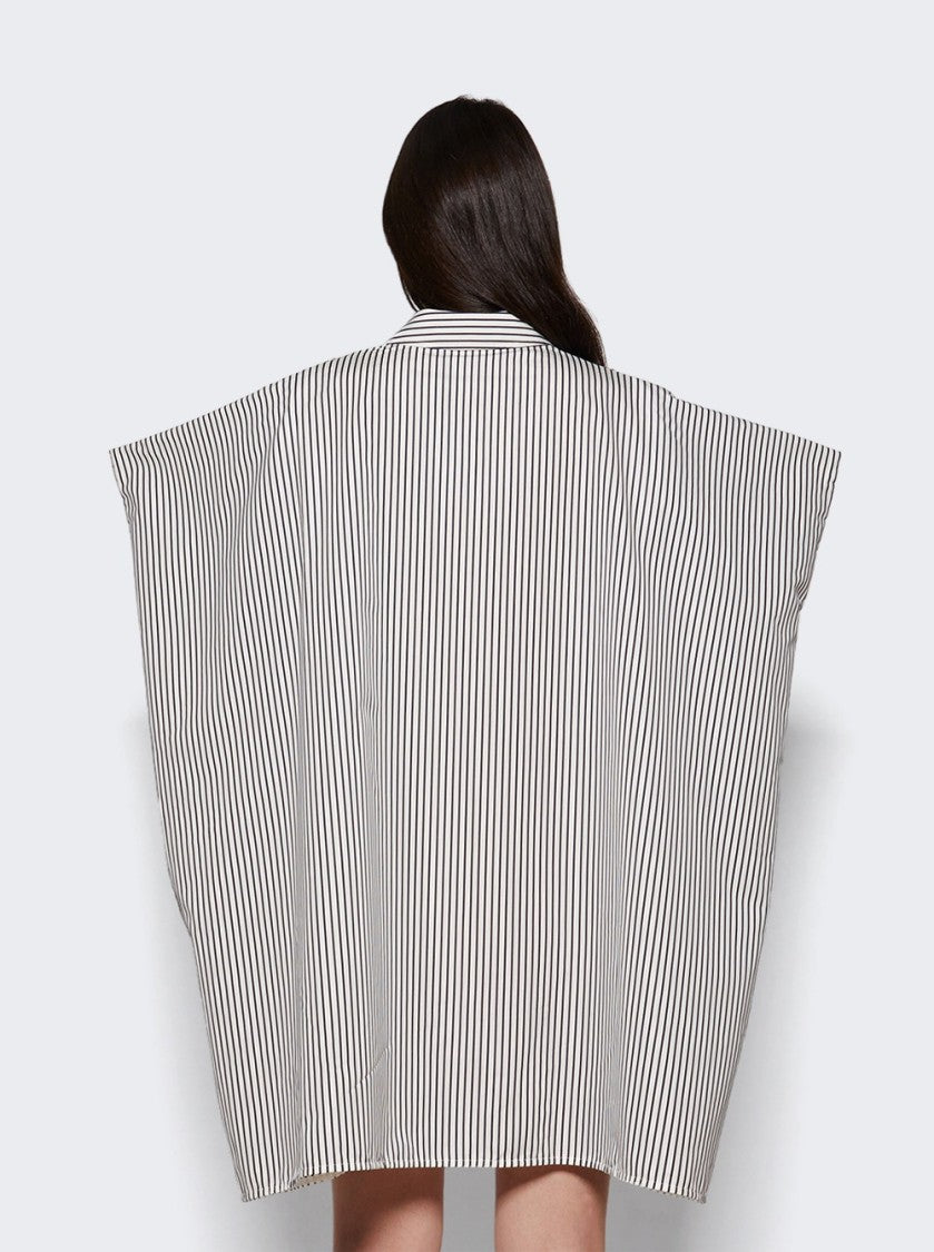 Proenza Schouler Isla Dress In Stripe Cotton Silk Poplin Navy