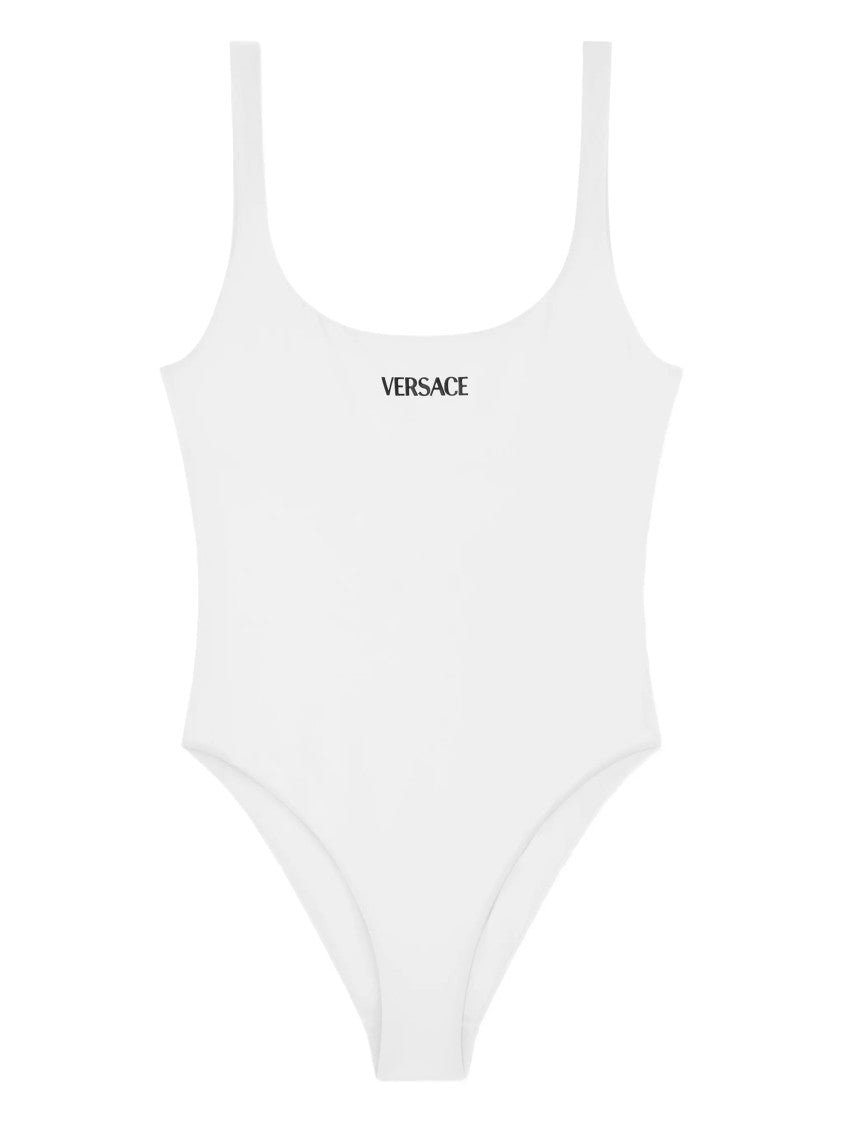 Versace Black Minimalist One-Piece Scoop-Back Swimsuit
