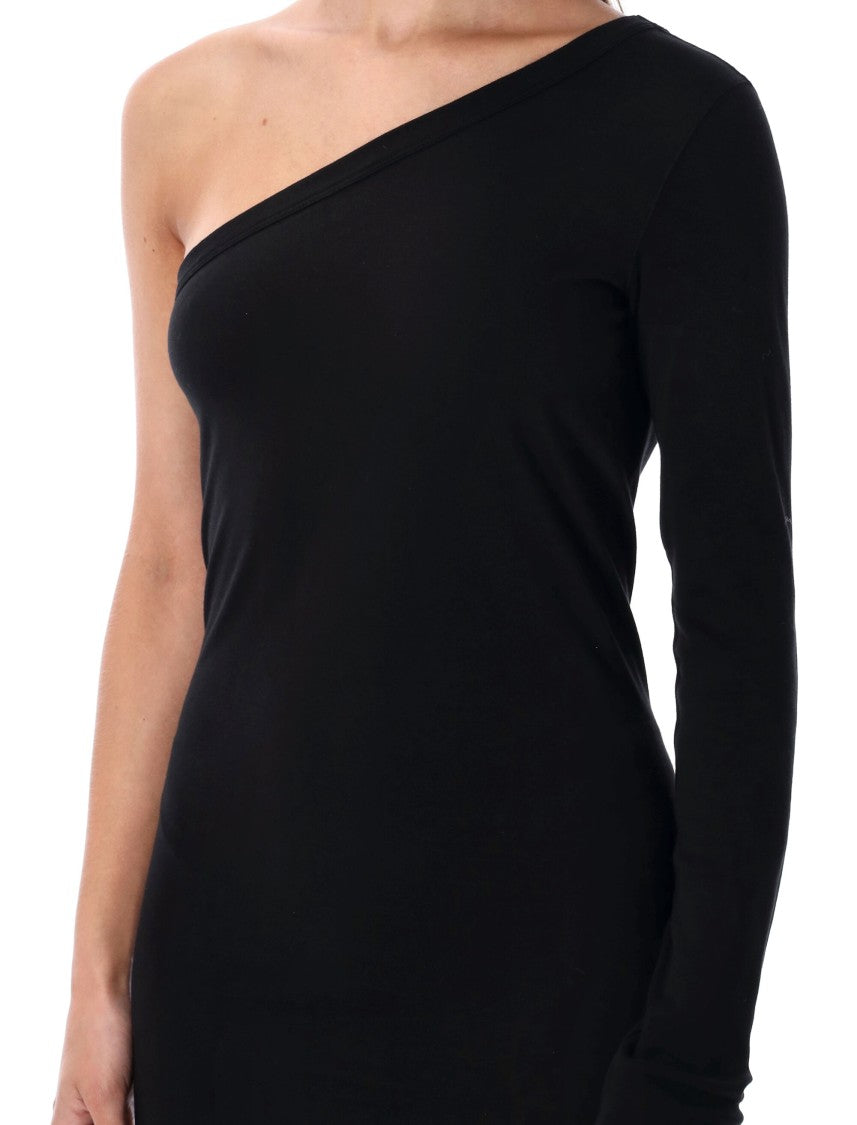 Drkshdw By Rick Owens Ziggy One-Shoulder Black Cotton Jersey Dress
