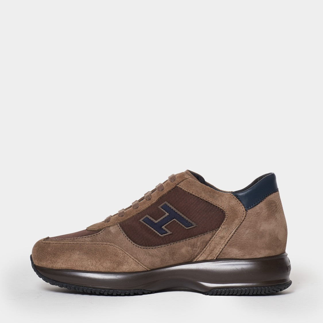 Hogan Brown Suede And Technical Fabric Interactive Sneakers