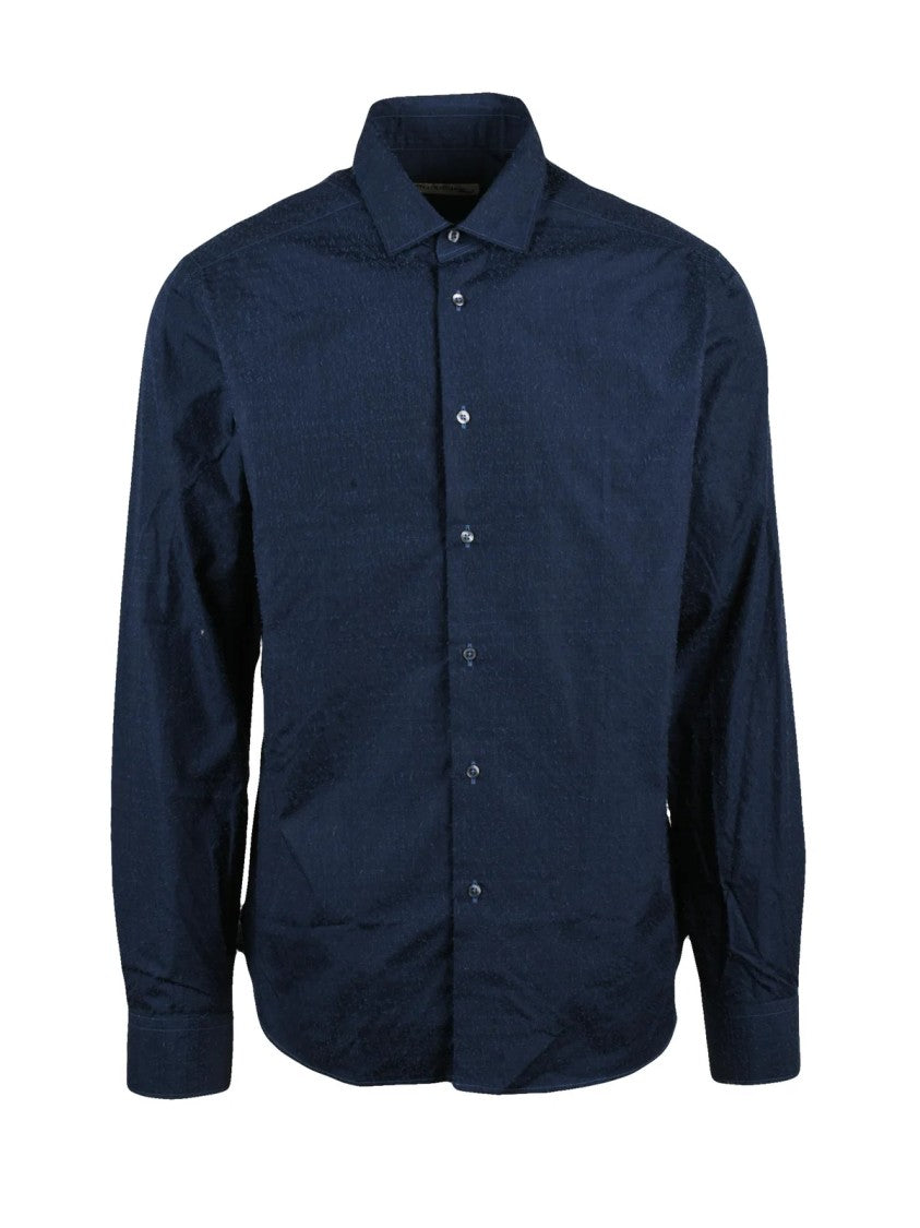 Deuxieme Midnight Blue Cotton Men Shirt