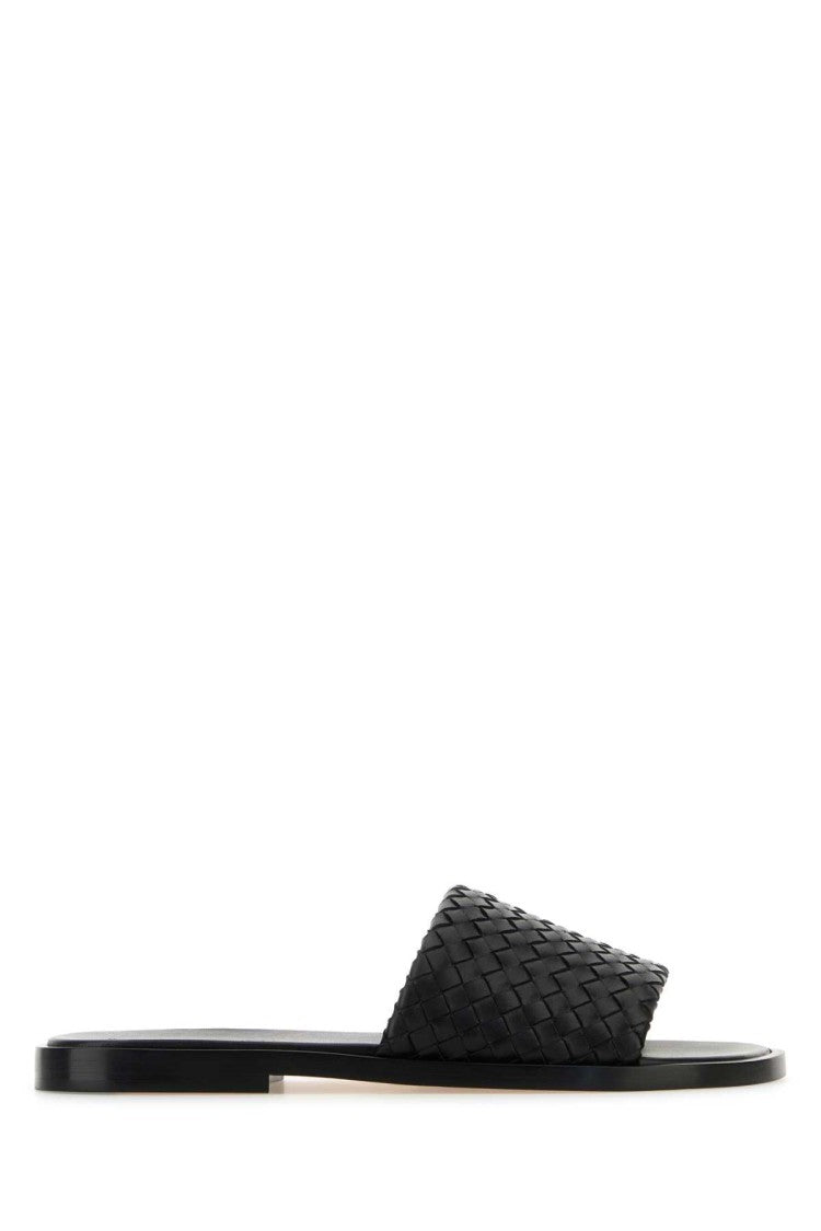 Bottega Veneta Black Nappa Leather Slippers