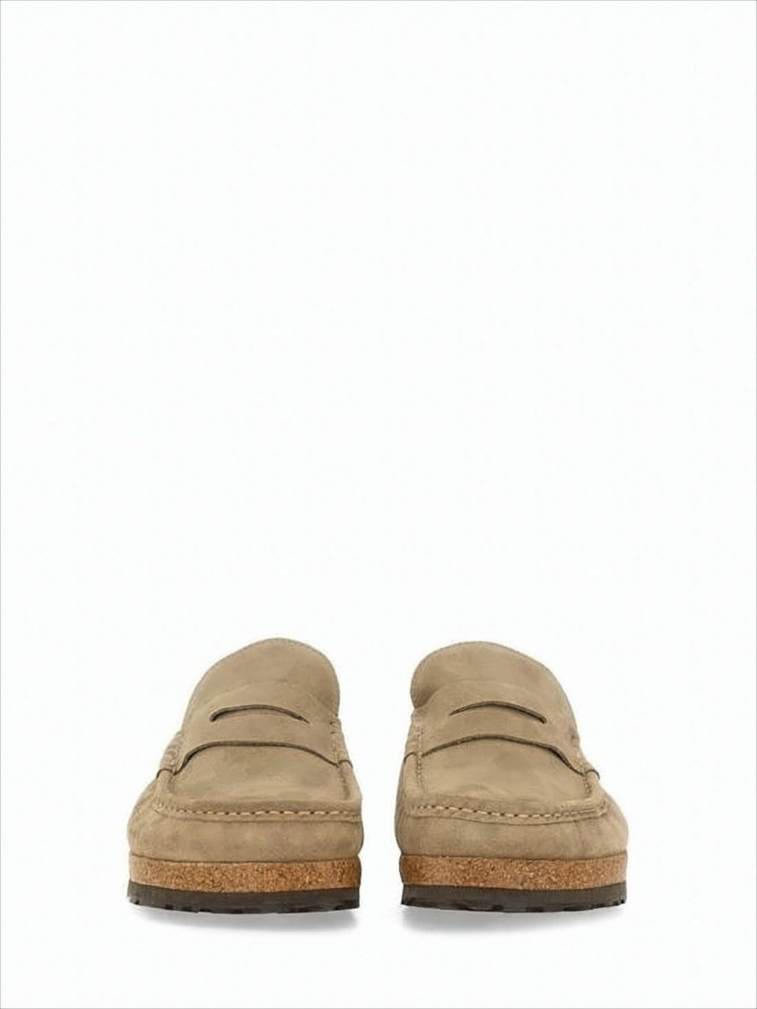 Birkenstock Brown Suede Mule With Classic Moccasin Stitching