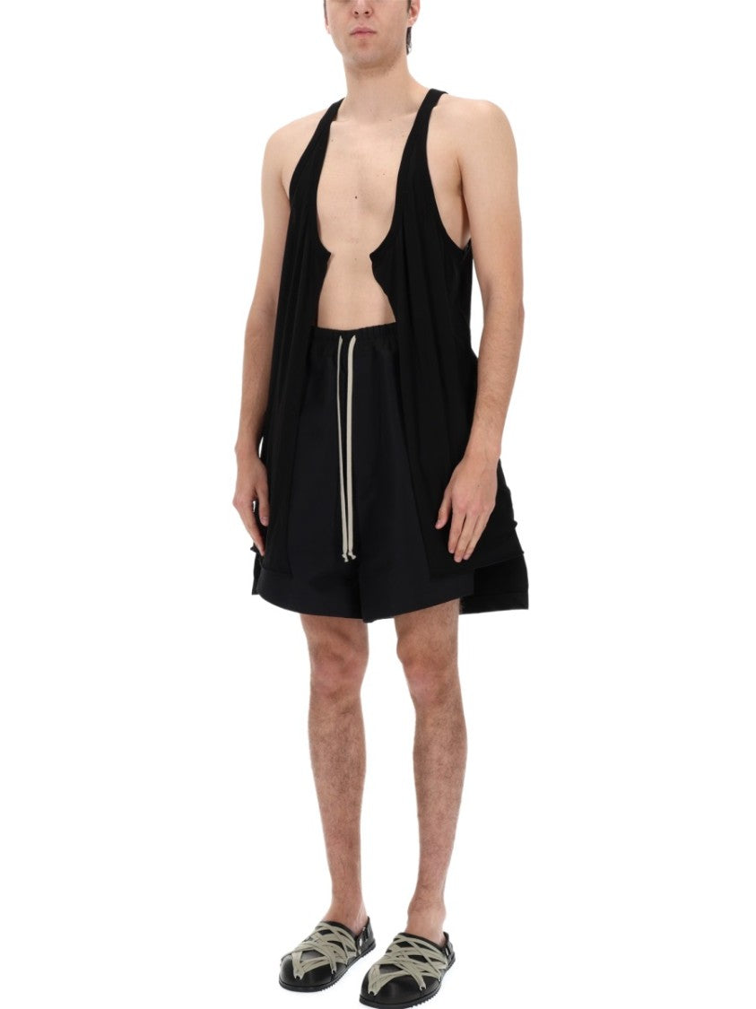 Rick Owens White Cotton Deep Scoop Tank Top