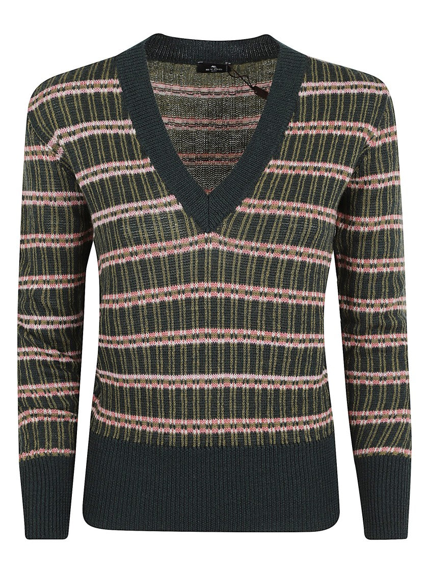 Etro Ribbed Knit Knit Top With Striped Pattern