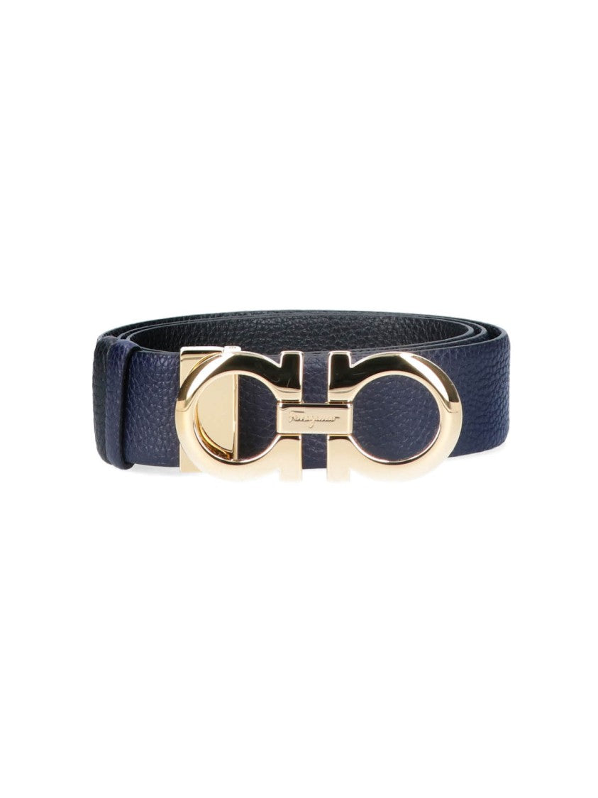 Ferragamo Reversible "Gancini" Belt – Blue/Black
