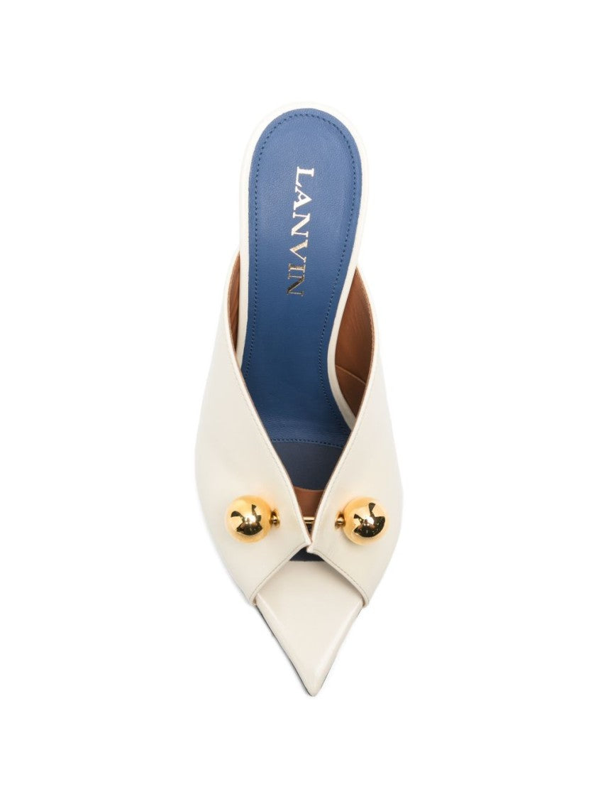 Lanvin Beige Neutrals Gold Hardware Open Sandals