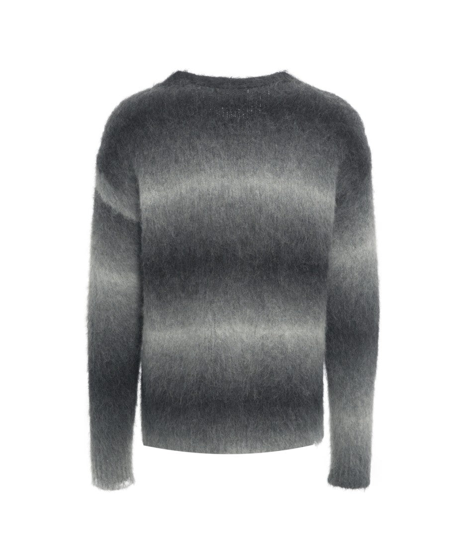 Amaranto Textured Grey Alpaca Cardigan With V-Neck