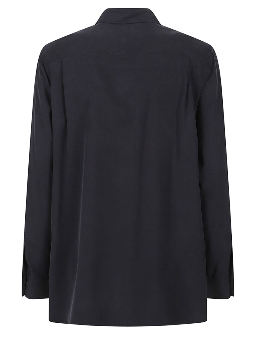 Max Mara Mxmsiamese Black Silk Long Sleeve Shirt