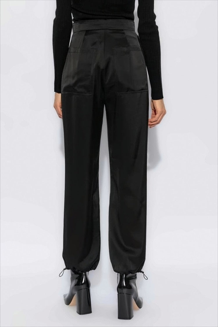 Max Mara Satin-Finish High Waist Pants With Drawstring Hem