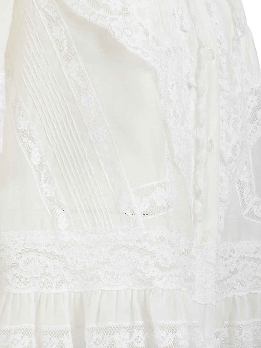 Ermanno Scervino Cropped Shirt With Delicate Lace Design