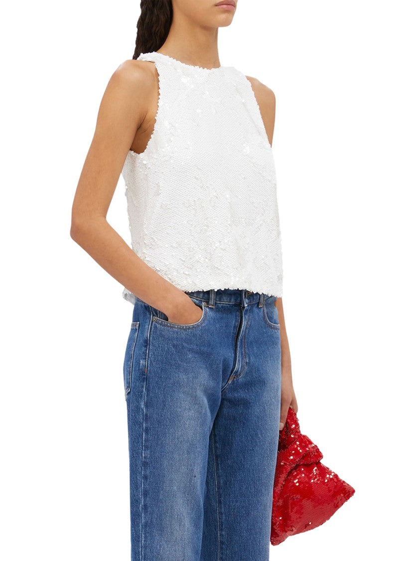 Msgm Shimmering Sequin Sleeveless Top