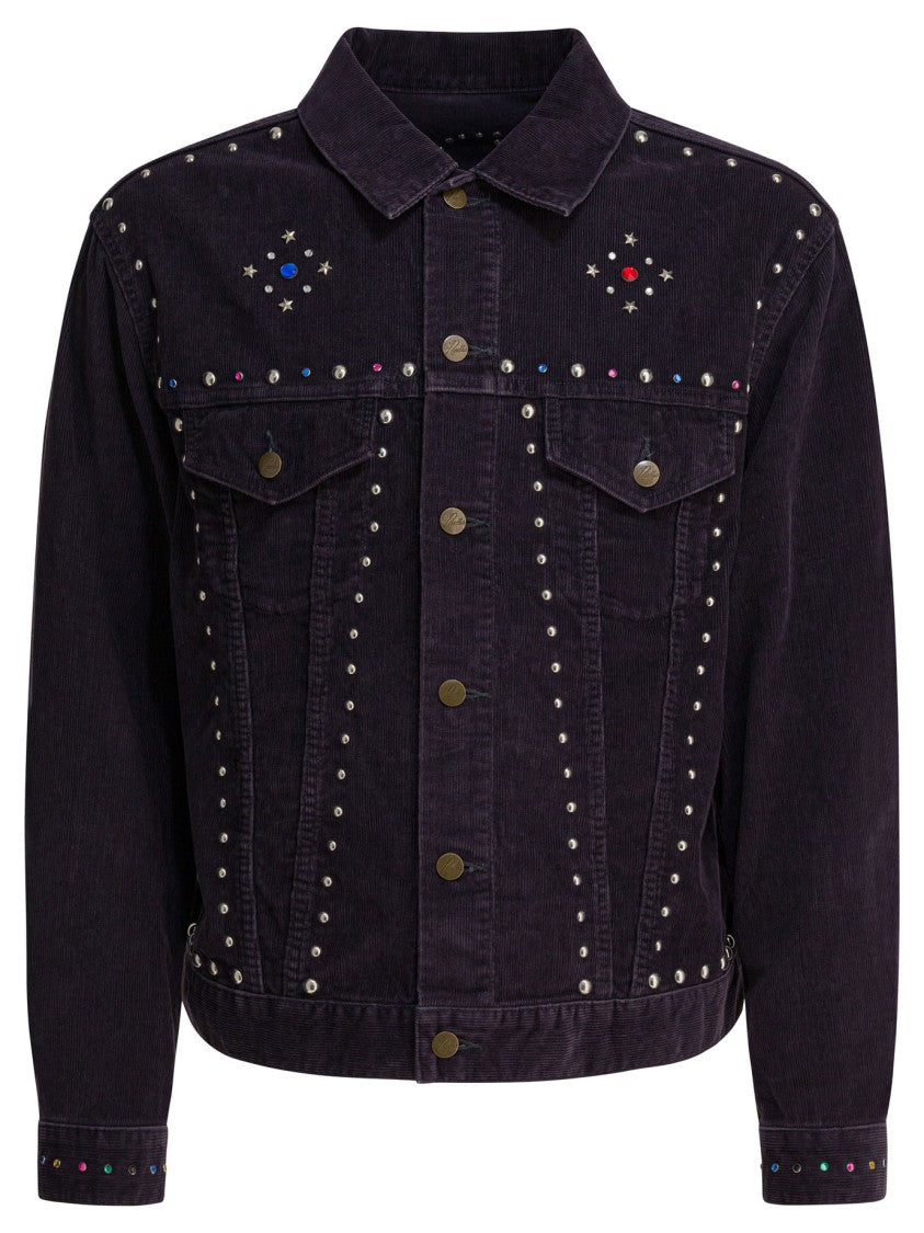 Needles Studded Black Corduroy Jacket With Unique Back Patch