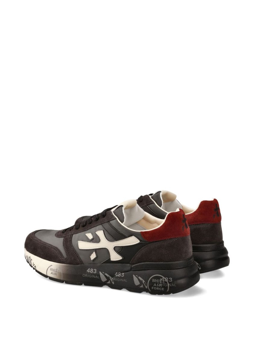 Premiata Black Leather Sneakers With Suede Accents