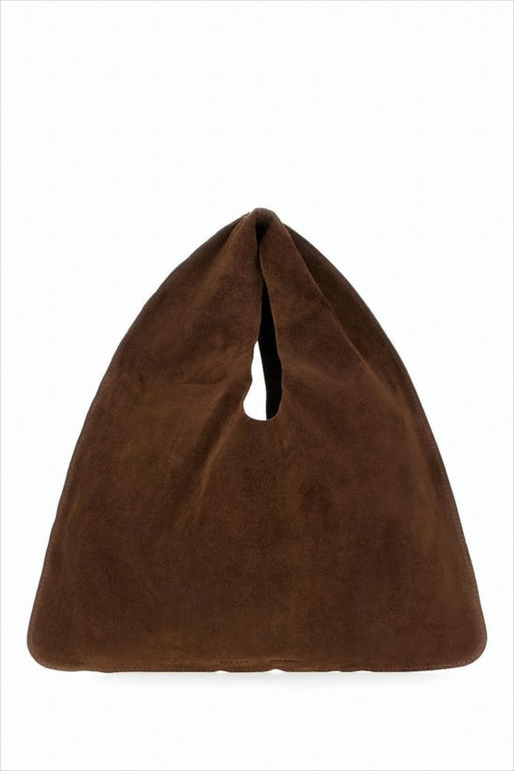 The Row Soft Triangular-Shaped Tote Bag In Rich Brown Calf Leather