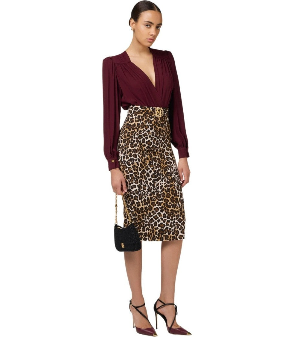 Elisabetta Franchi Animal-Print Midi Skirt