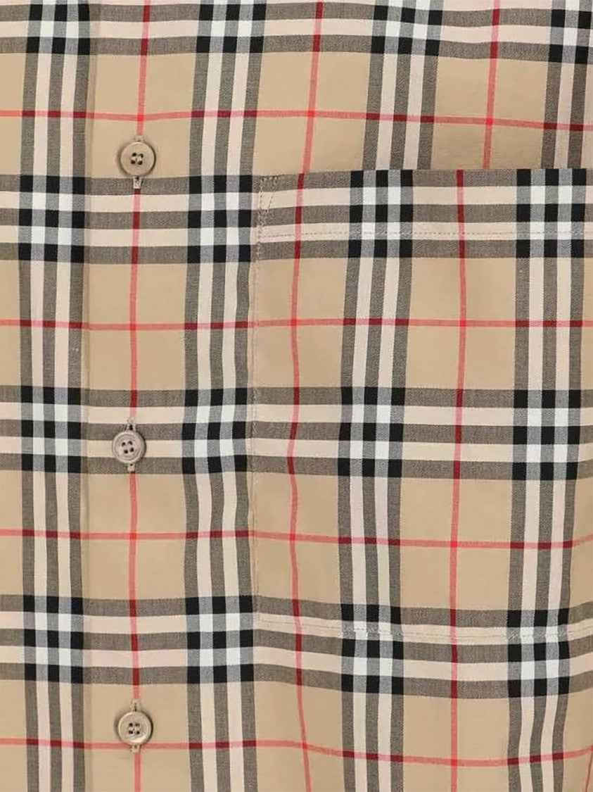 Burberry Check Pattern Long-Sleeved Button-Up Shirt