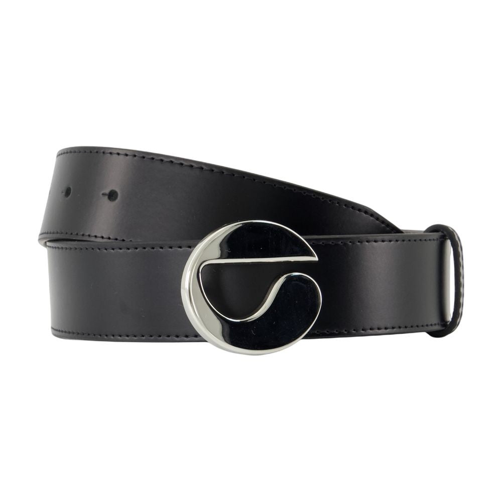 Coperni Black Calfskin Belt With Polished Metal Buckle