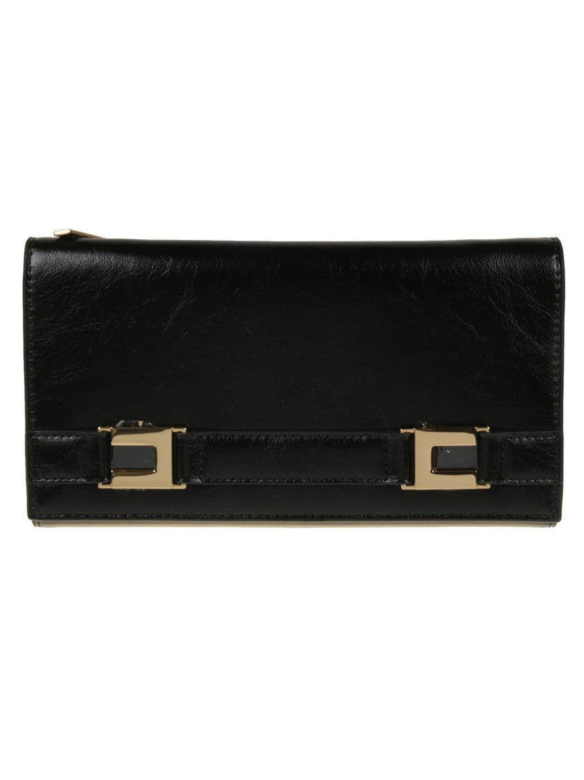 Elisabetta Franchi Rectangular Chain Wallet Glossy Clutch